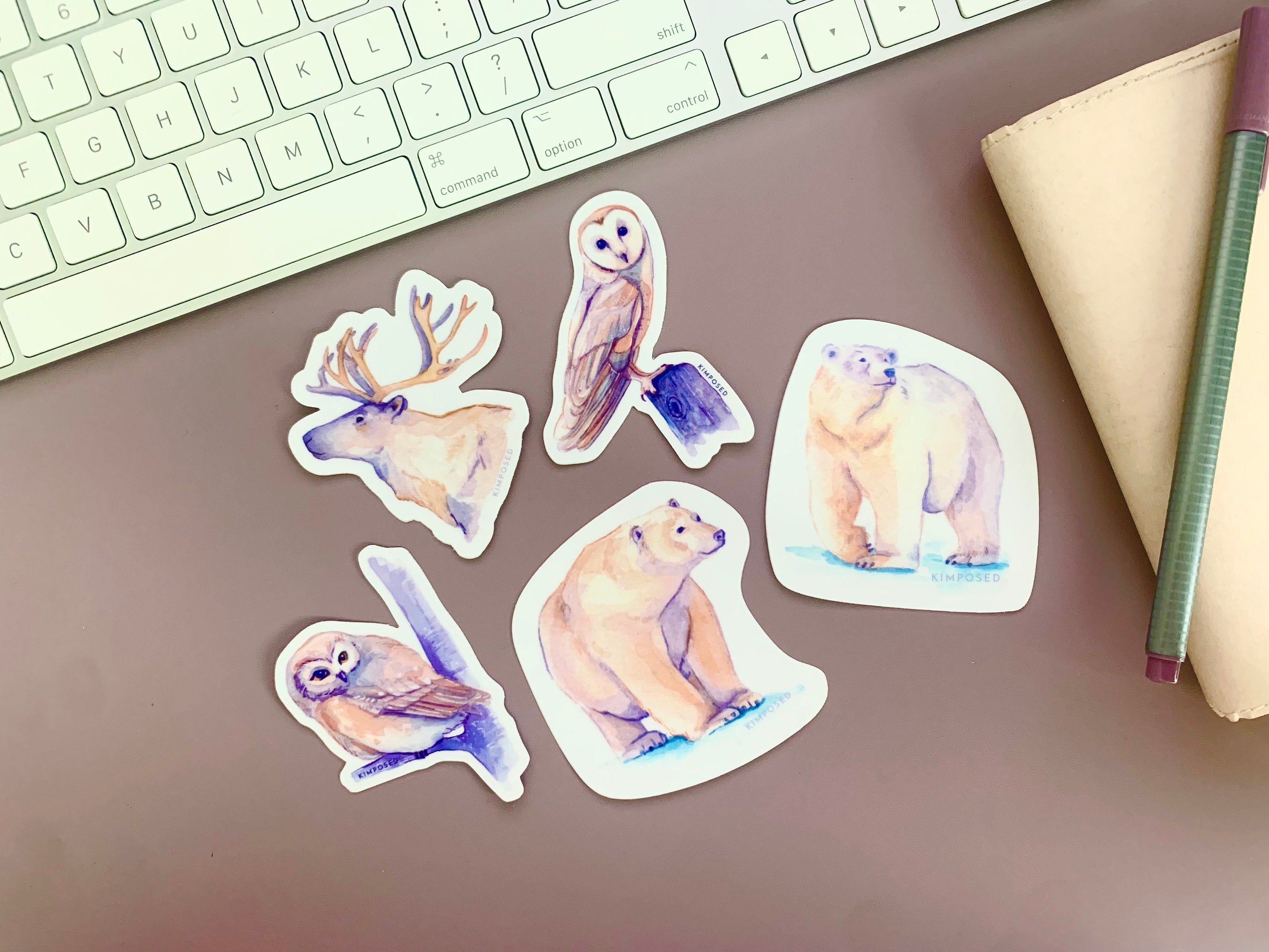 Adorable Polar Bear Stickers, Cute Animal Stickers, Vinyl Laptop Stickers,  Water Bottle Sticker, Aesthetic Stickers, Water Bottle Stickers 