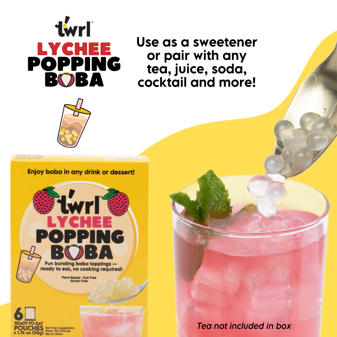 Lychee Popping Boba 6-Pack - Single Serve, Dye-Free, Vegan