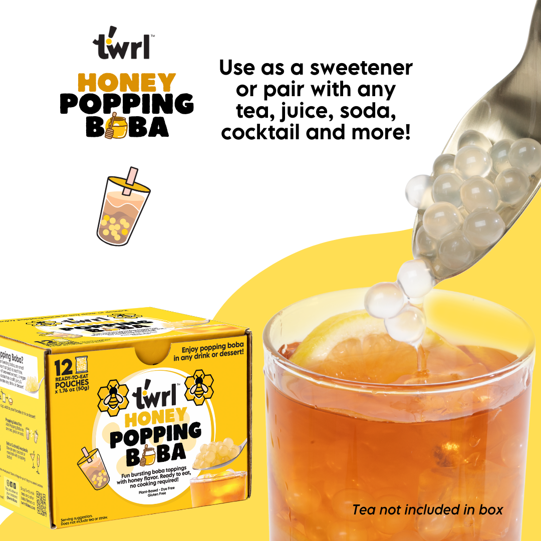 Honey Popping Boba 12-Pack - Single Serve, Dye-Free, Vegan