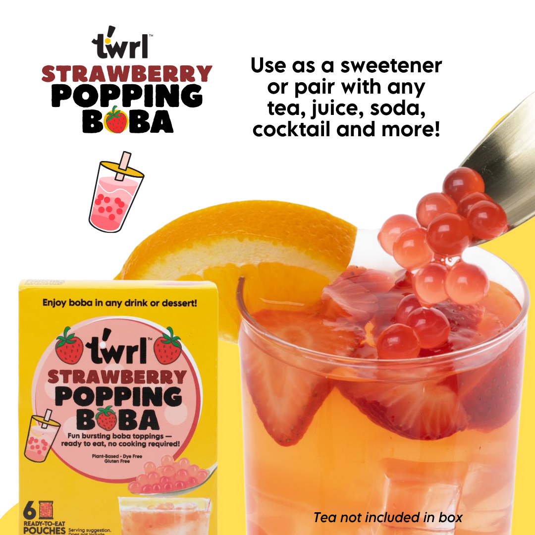 Strawberry Popping Boba 6-Pack - Single Serve, Dye-Free, Vegan