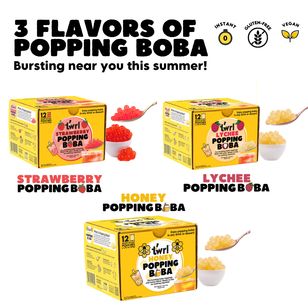 Honey Popping Boba 12-Pack - Single Serve, Dye-Free, Vegan