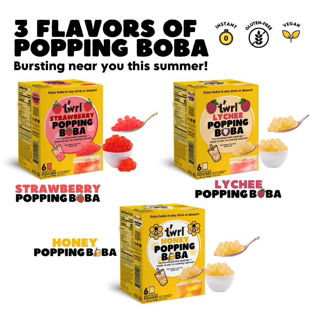 Honey Popping Boba 6-Pack - Single Serve, Dye-Free, Vegan