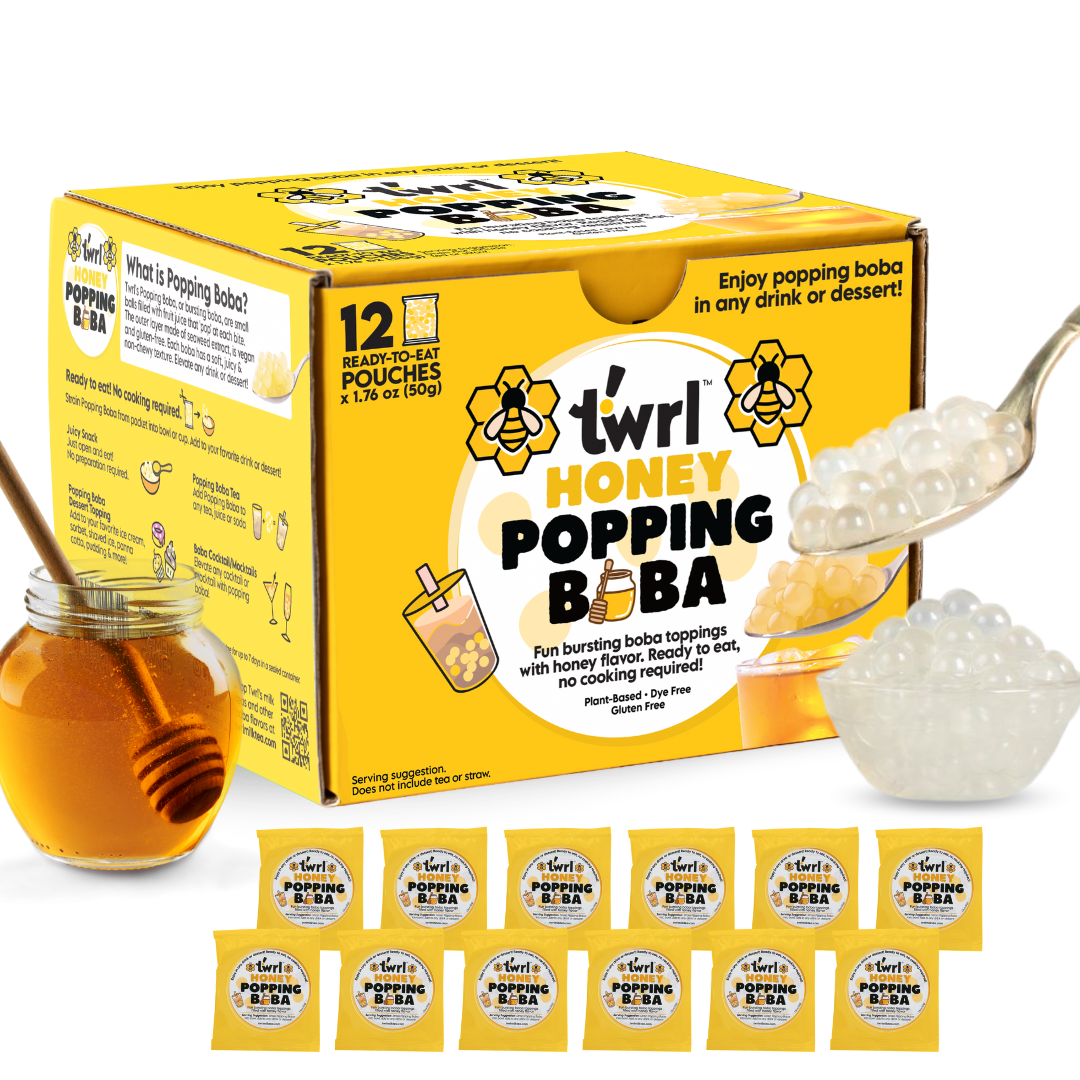 Honey Popping Boba 12-Pack - Single Serve, Dye-Free, Vegan