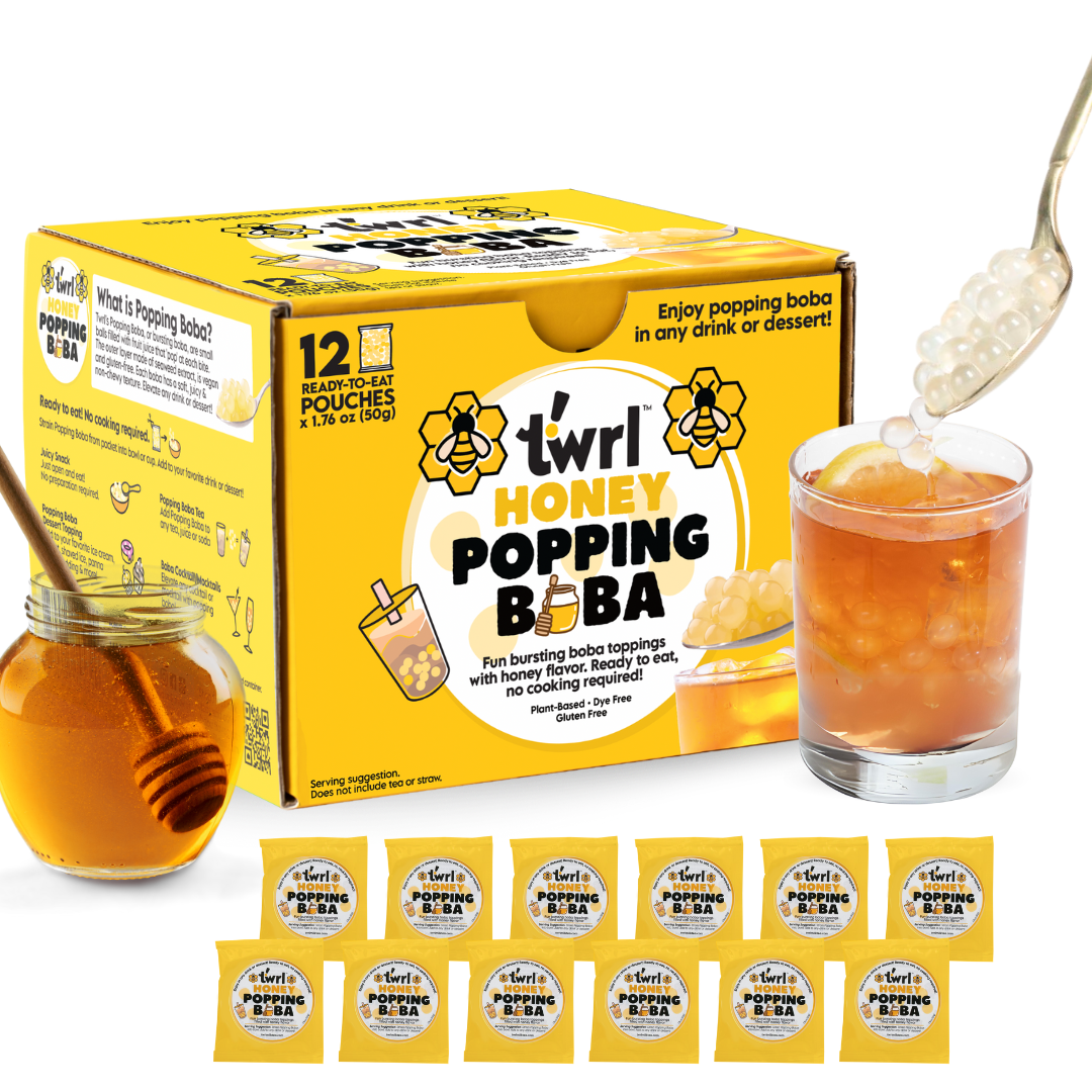 Honey Popping Boba 12-Pack - Single Serve, Dye-Free, Vegan