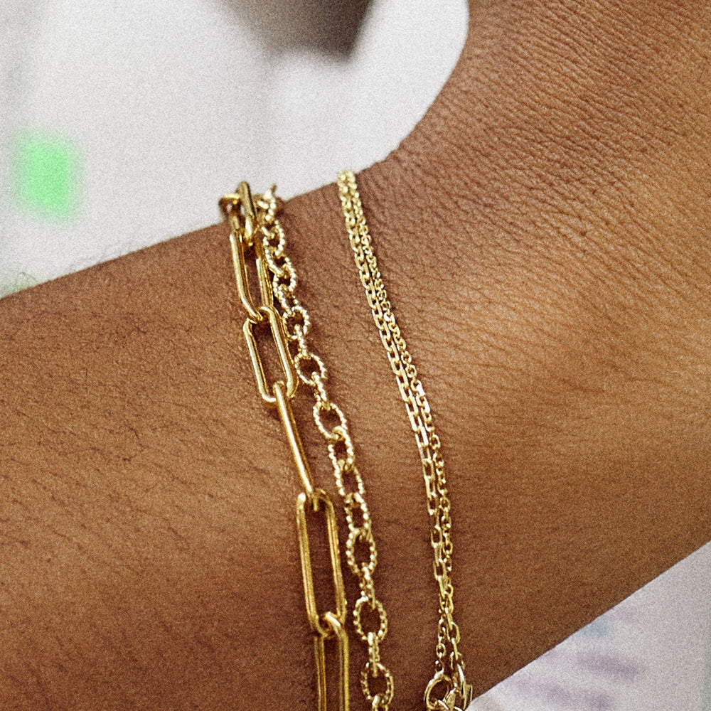 Dainty Diamond Cut Paperclip Chain Bracelet-nunchi