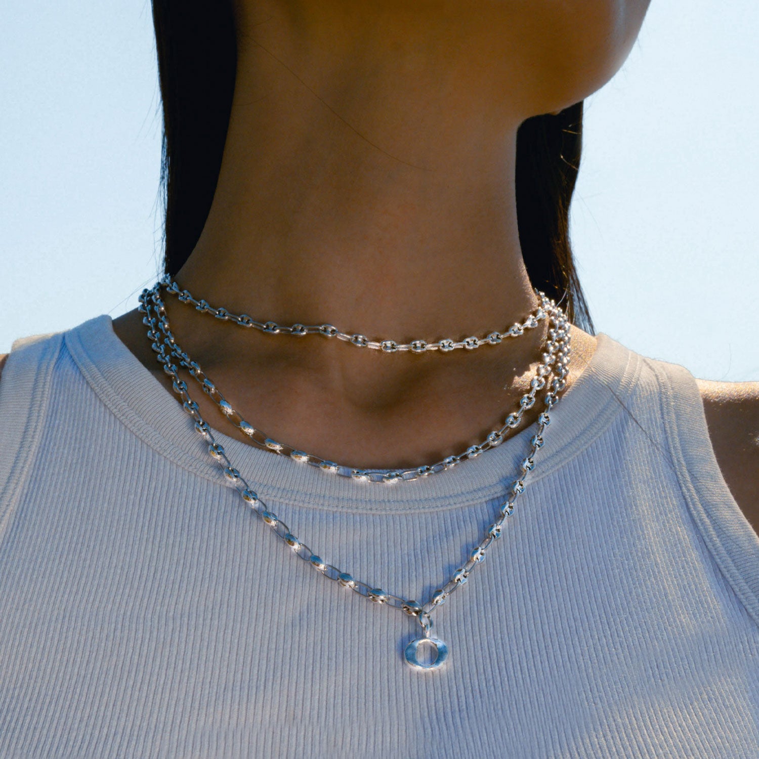 Puffed Mariner Link Chain Necklace