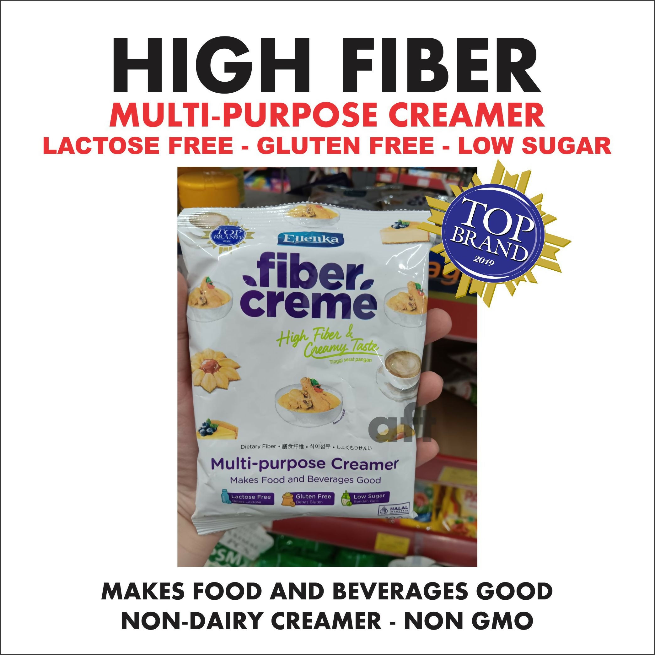 1 Pack @100g Ellenka Fiber Creme Multi Purpose Creamer High Fiber Lactose Free Gluten Free Low Sugar Non Dairy Creamer Non GMO 100g