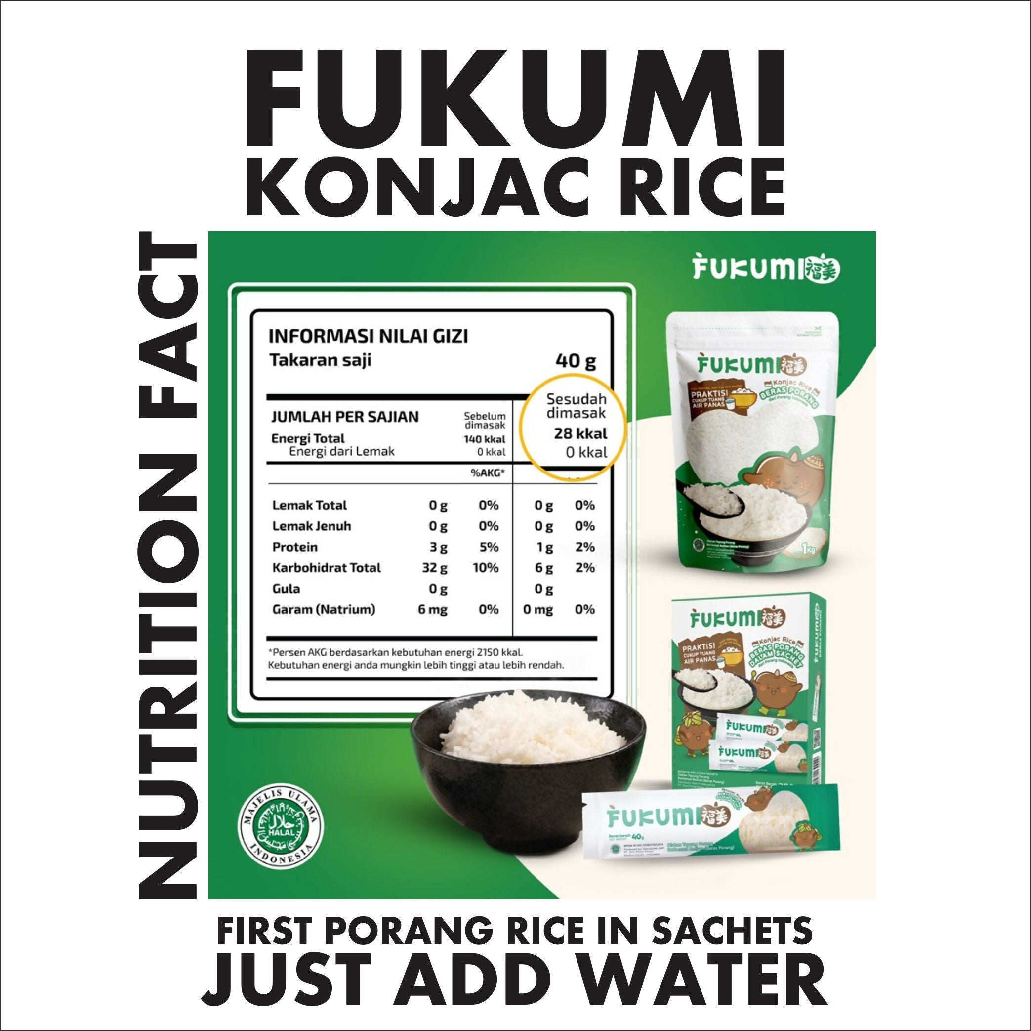 Konjac Rice Shirataki Rice Beras Porang Gonyakbap Konnyaku Very Easy Just Add Hot Water 1 box contains 7 sachets