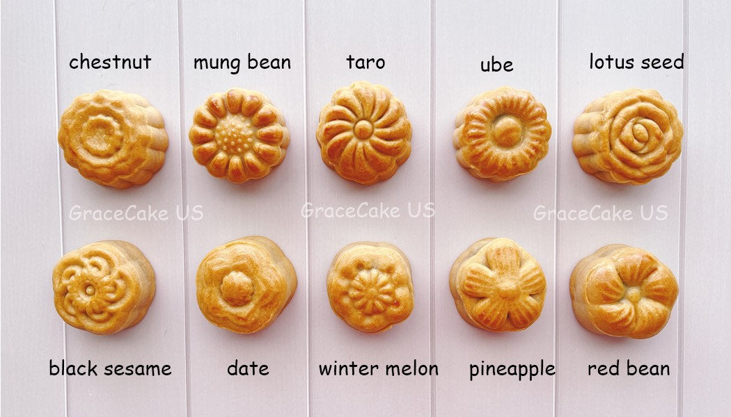Wooden Moon Cake Wooden Baking Mold Cookie Stamps MoonCake Mold Moon Cake  Mold 3 Flower Shape for Muffin Mooncake Cookie Biscuit