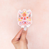 Lion Dance Lunar Woman Owned Year Sticker