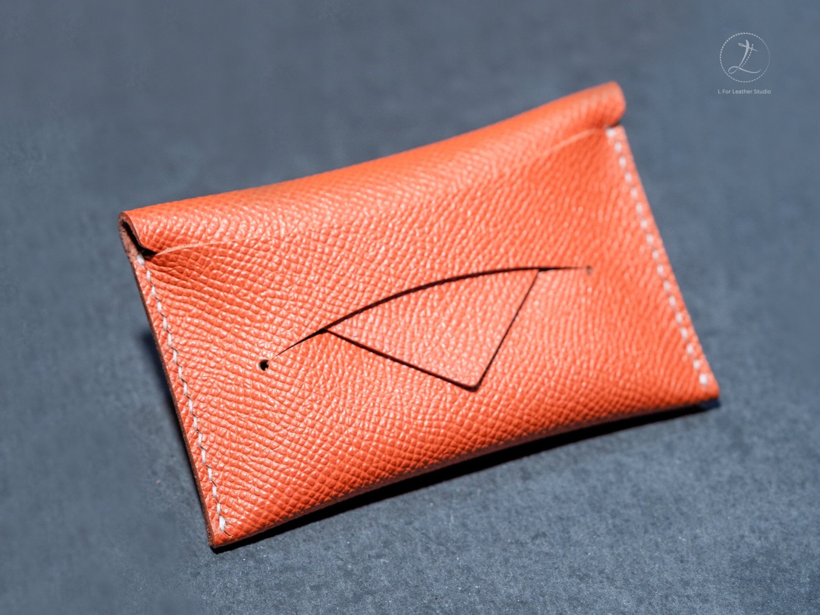 French Alran Sheepskin Envelope Long Clip Wallet (Hermes Orange