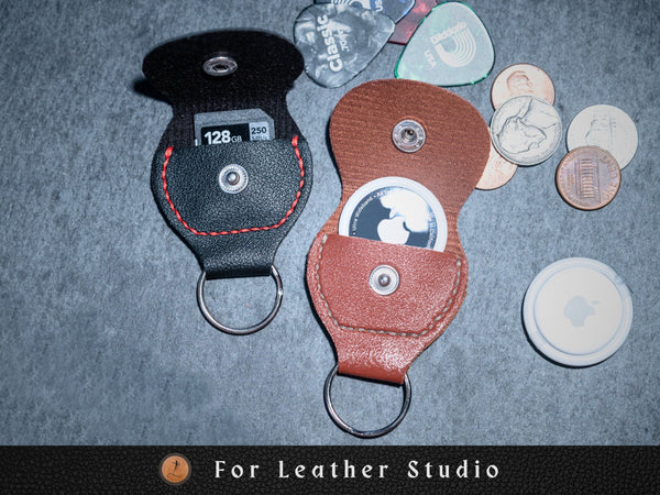 Paw Leather AirTag holder, Guitar Pick, SD Card, Key Fob Case, Handcra