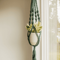 Dark Green Handmade Macrame Hanger, Wooden Ring Holder