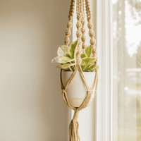 Khaki Handmade Macrame Hanger, Wooden Ring Holder