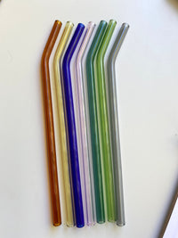 Light Green Glass Straw Bent