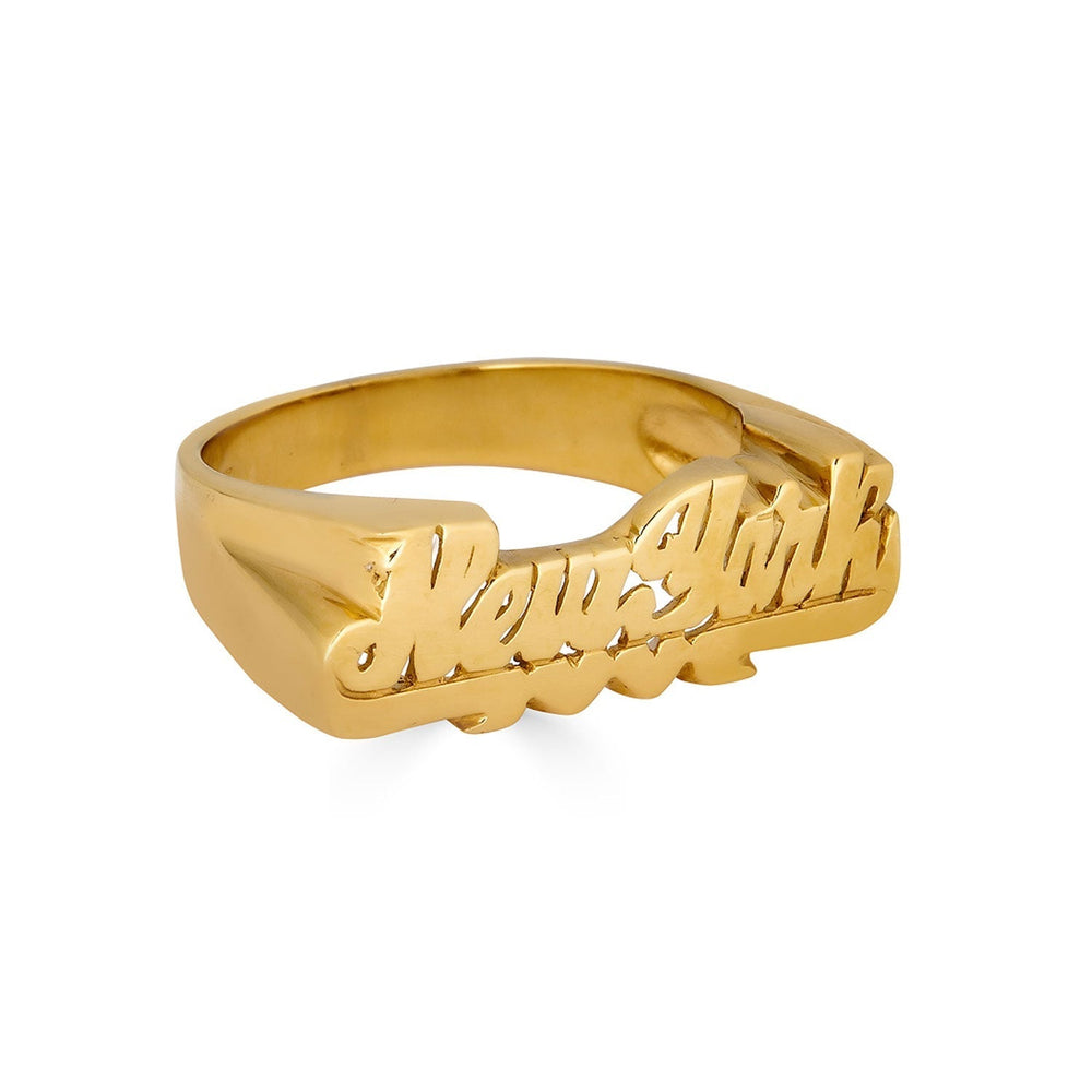 14K Gold Plate / 5 Script Nameplate Ring