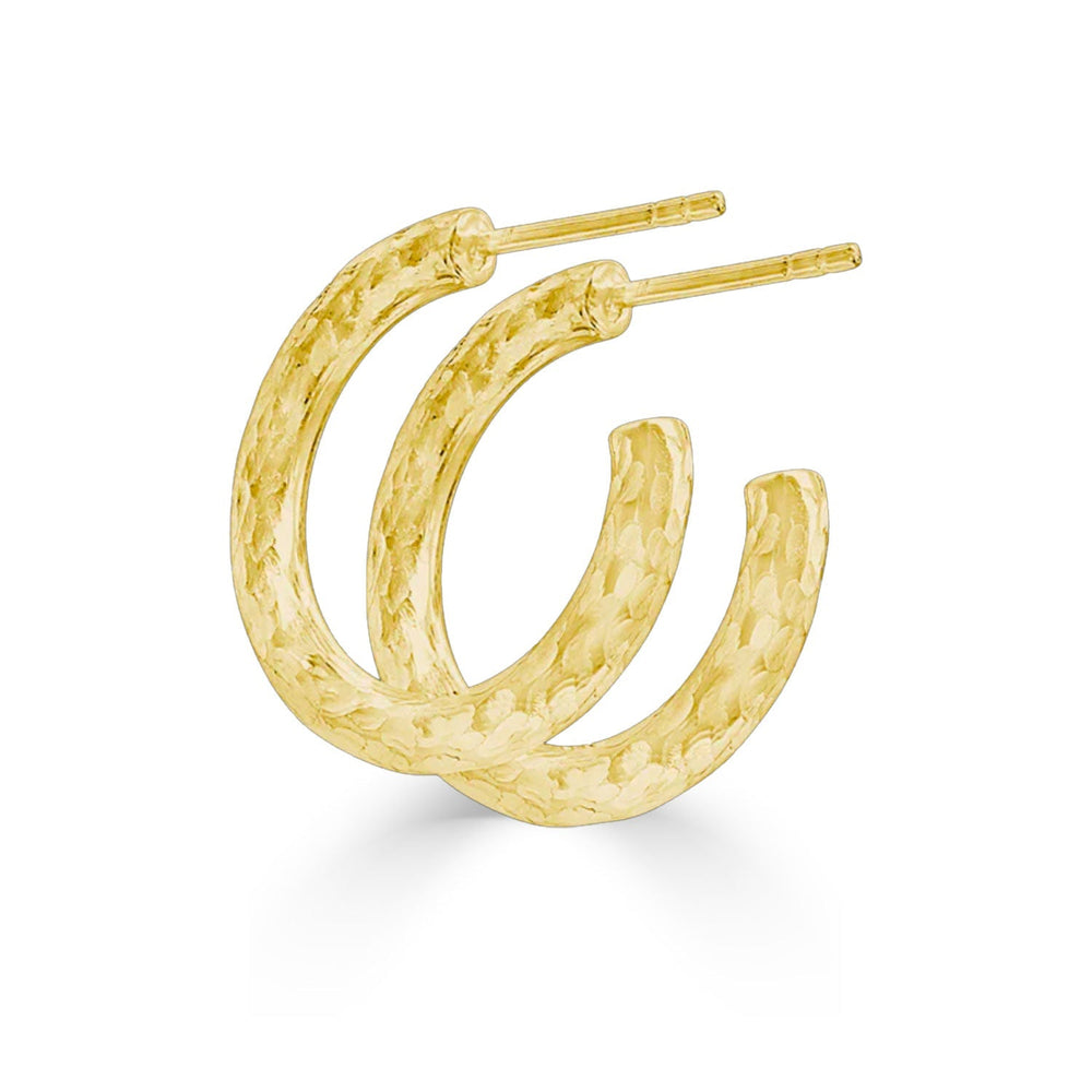 14K Gold Plated Lightweight Chunky Hammered Hoops