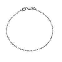 14K White Gold / 5" Dainty Diamond Cut Paperclip Chain Bracelet