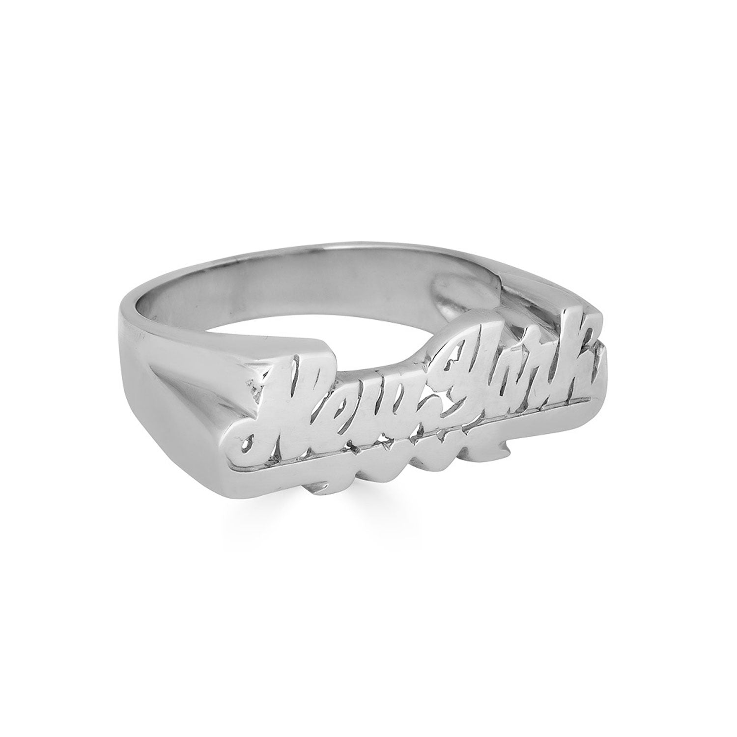 Sterling Silver / 5 Script Nameplate Ring