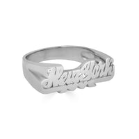 Sterling Silver / 5 Script Nameplate Ring