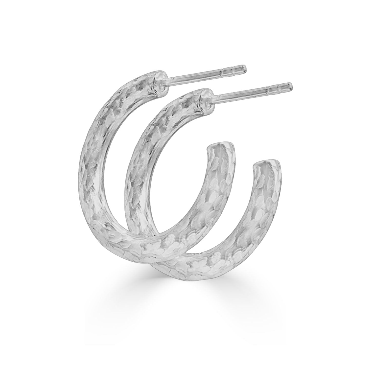 Sterling Silver Lightweight Chunky Hammered Hoops