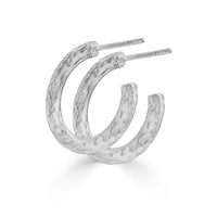 Sterling Silver Lightweight Chunky Hammered Hoops