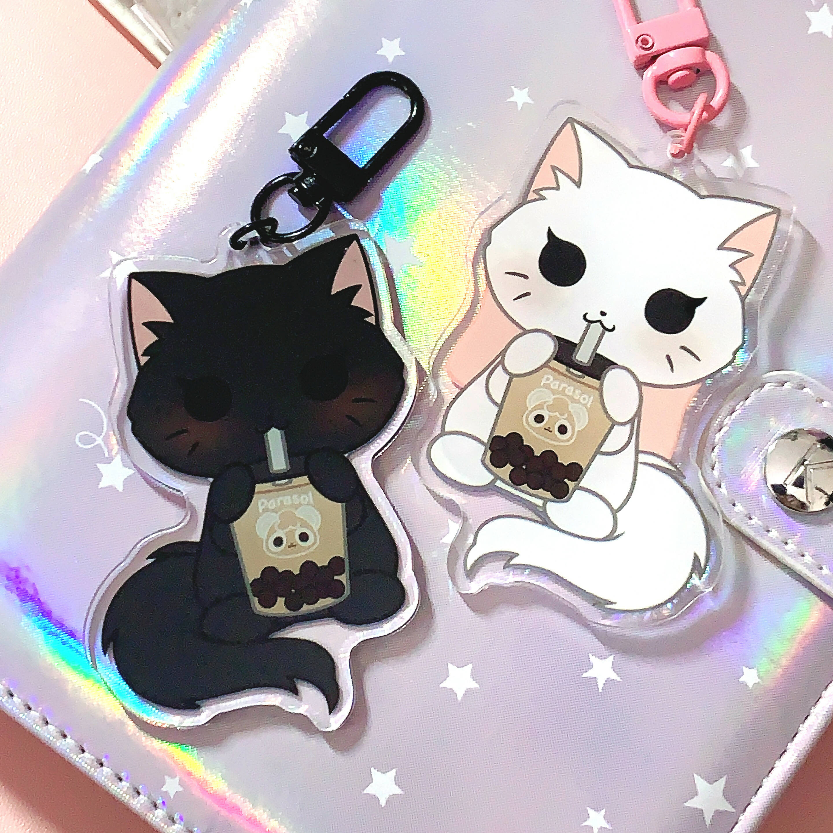 Pandy and Friends Boba Cat Acrylic Keychain