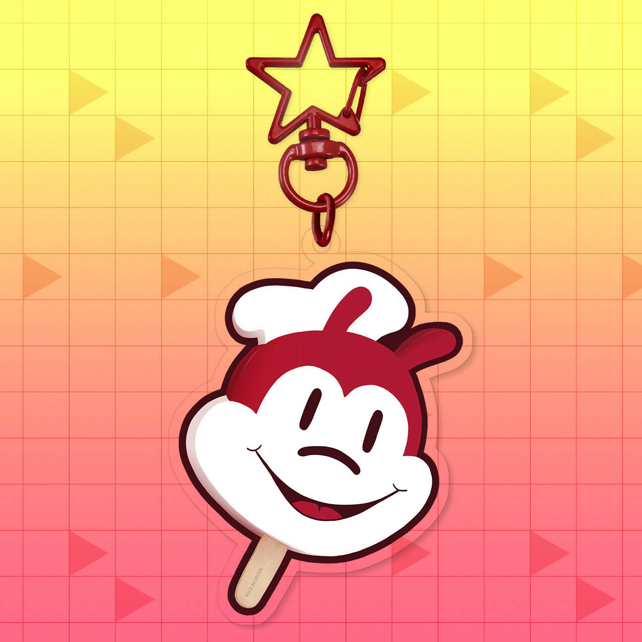 Red Jolly Bee Food Mascot Character Popsicle Keychain