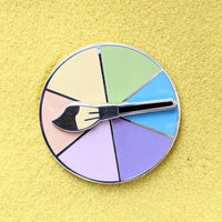 Pastel Paintbrush Paint Brush Palette Colour Spinner Picker - 1.5" Enamel Pin Lapel Metal Badge