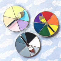 Pastel Paintbrush Paint Brush Palette Colour Spinner Picker - 1.5" Enamel Pin Lapel Metal Badge