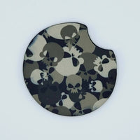 Skull Camo Gray Car Coaster