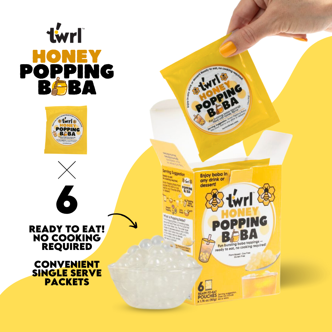 Honey Popping Boba 6x6-Pack - Single Serve, Dye-Free, Vegan (100% of PROCEEDS GO TOWARDS LA FIRES)