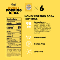 Honey Popping Boba 6x6-Pack - Single Serve, Dye-Free, Vegan (100% of PROCEEDS GO TOWARDS LA FIRES)