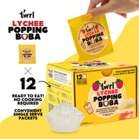 Lychee Popping Boba 12-Pack - Single Serve, Dye-Free, Vegan