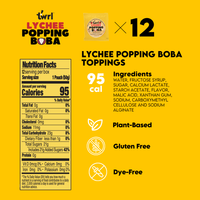 Lychee Popping Boba 12-Pack - Single Serve, Dye-Free, Vegan