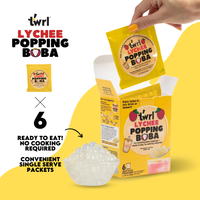 Lychee Popping Boba 6-Pack - Single Serve, Dye-Free, Vegan