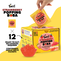 Strawberry Popping Boba 12-Pack - Single Serve, Dye-Free, Vegan