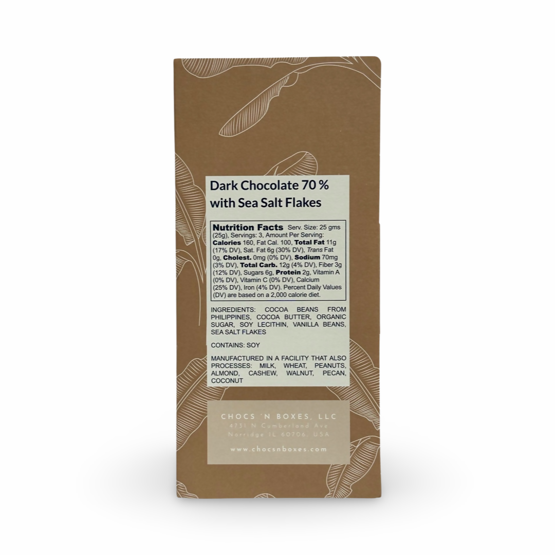 70% DARK CHOCOLATE WITH SEA SALT FLAKES [85G]