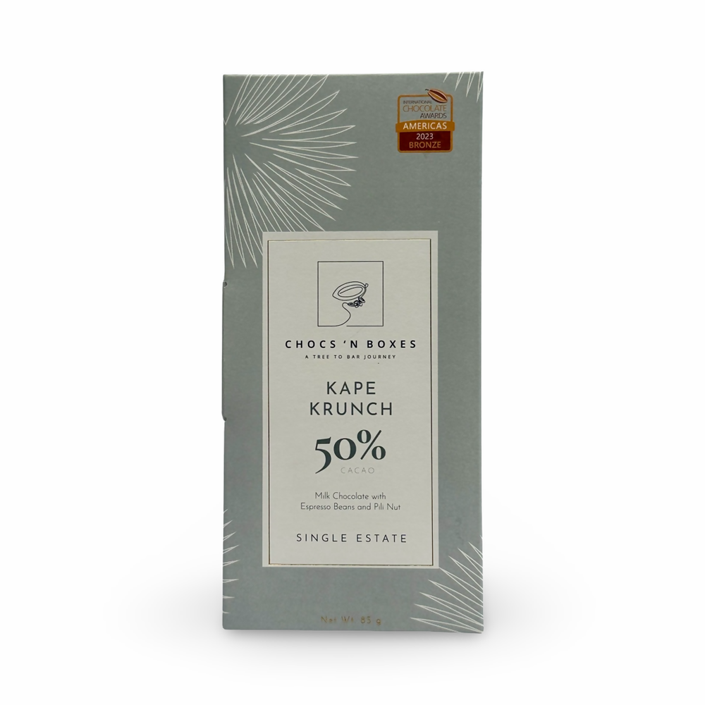 Kape Krunch 50% Dark-Milk Chocolate with Espresso Beans and Pili Nut [85g]