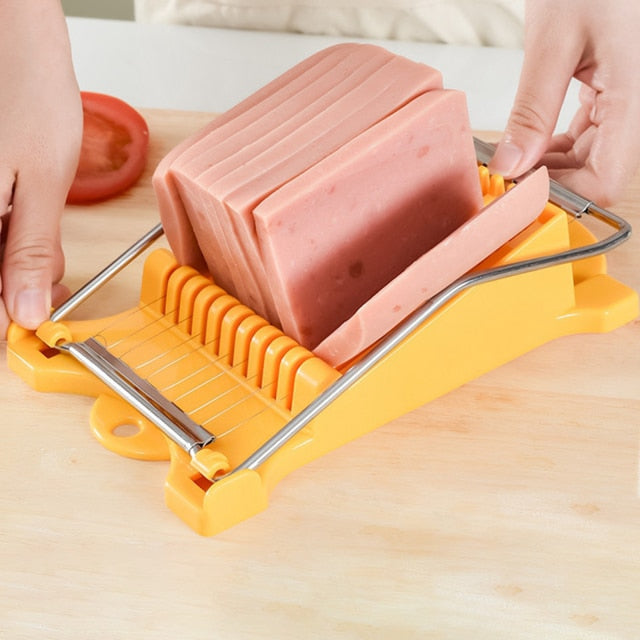1pc Multifunctional Lunch Meat Cutter, Stainless Steel Egg Cutter, Cutting  10 Pieces Of Fruit, Onion, Soft Food And Roast Legs, Spam Slicer, Yellow