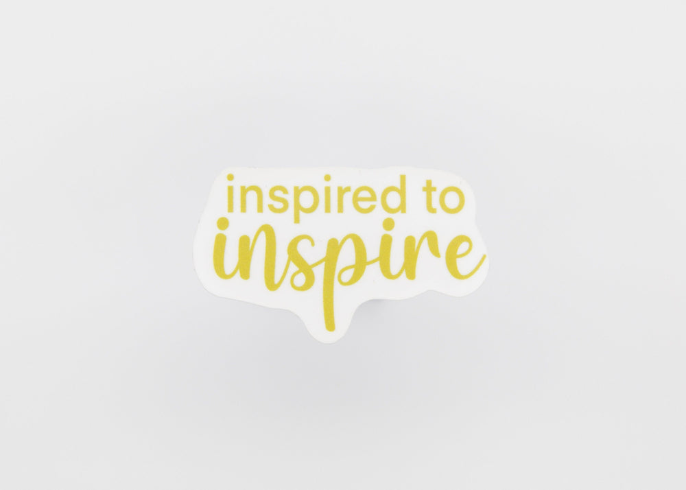 Mie Makes Inspired to Inspire Sticker, Inspirational Sticker, Motivational Sticker, Hydroflask Sticker, Waterbottle Sticker, Yellow Sticker, Quote