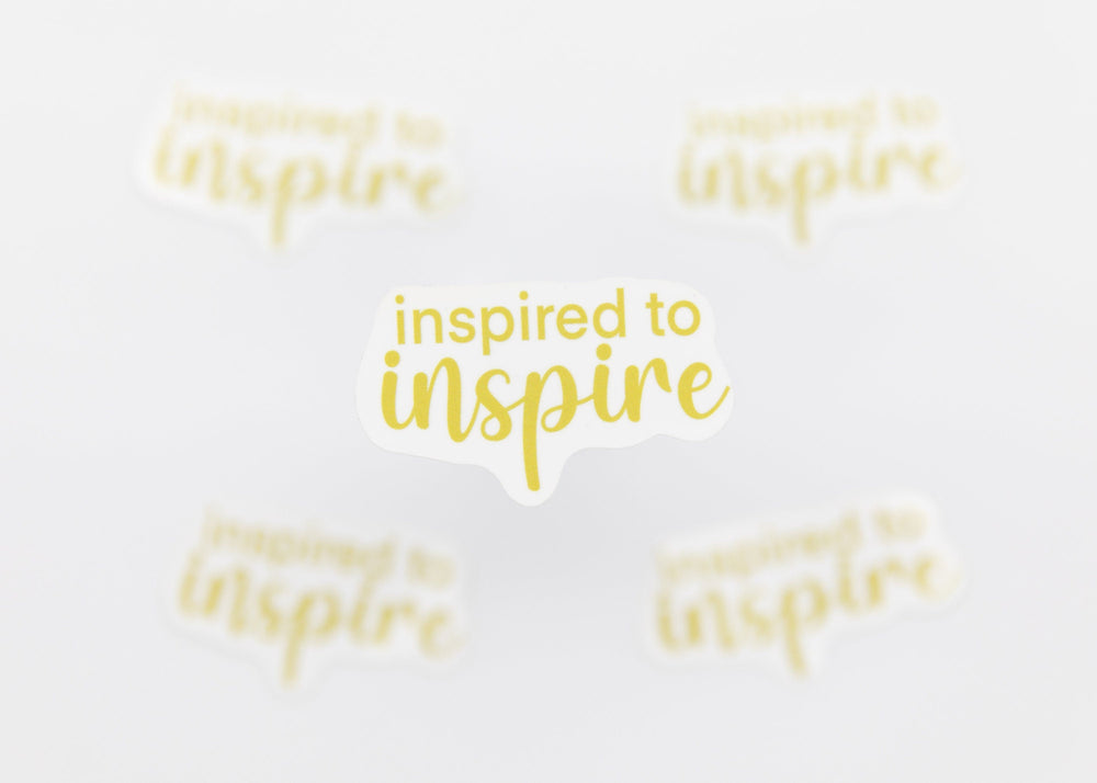 Mie Makes Inspired to Inspire Sticker, Inspirational Sticker, Motivational Sticker, Hydroflask Sticker, Waterbottle Sticker, Yellow Sticker, Quote