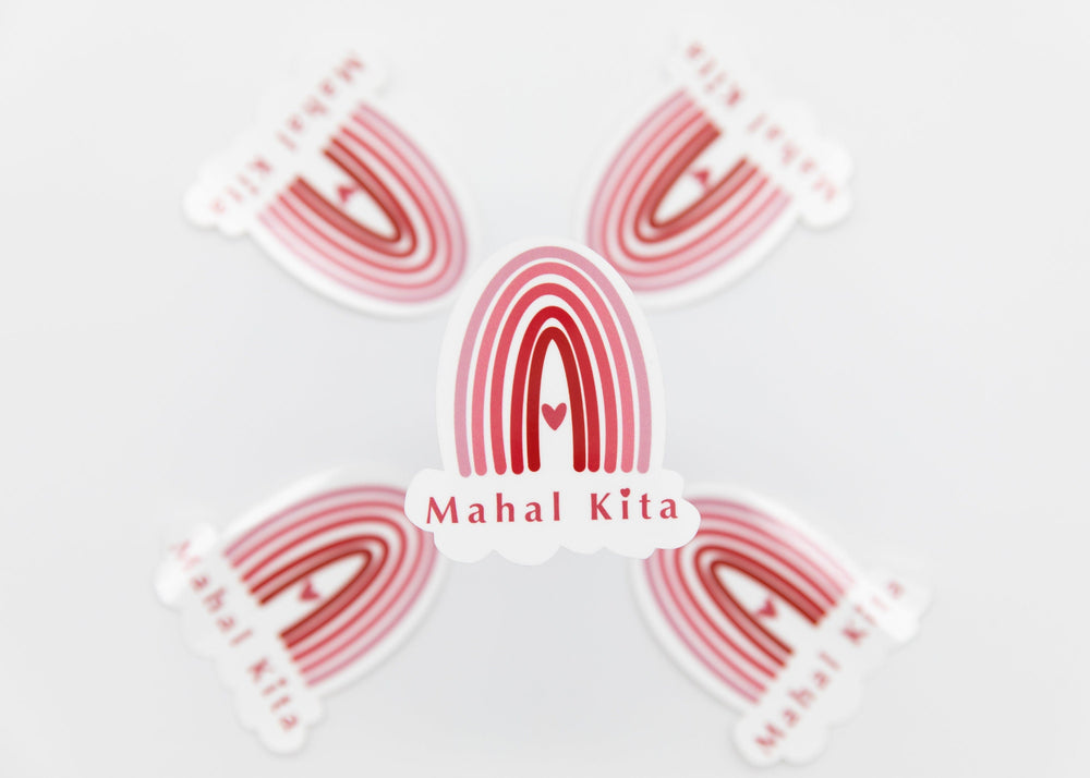 Mie Makes Mahal Kita Sticker, Rainbow Sticker, Filipino Sticker, Valentine's Day Sticker, Sticker for Her, Heart Sticker, Filipina, Red Rainbow, Pinay