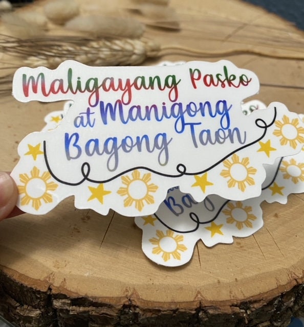 Mie Makes Maligayang Pasko at Manigong Bagong Taon Sticker, Filipino Sticker, Philippines Fan, Filipino Christmas, Filipino Sayings, Pinoy Tradition