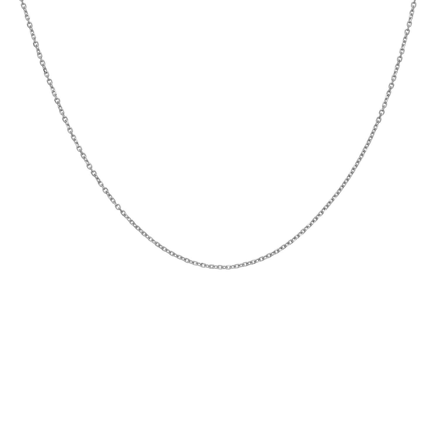 14" / 14K White Gold Diamond Cut Sparkle Chain Necklace