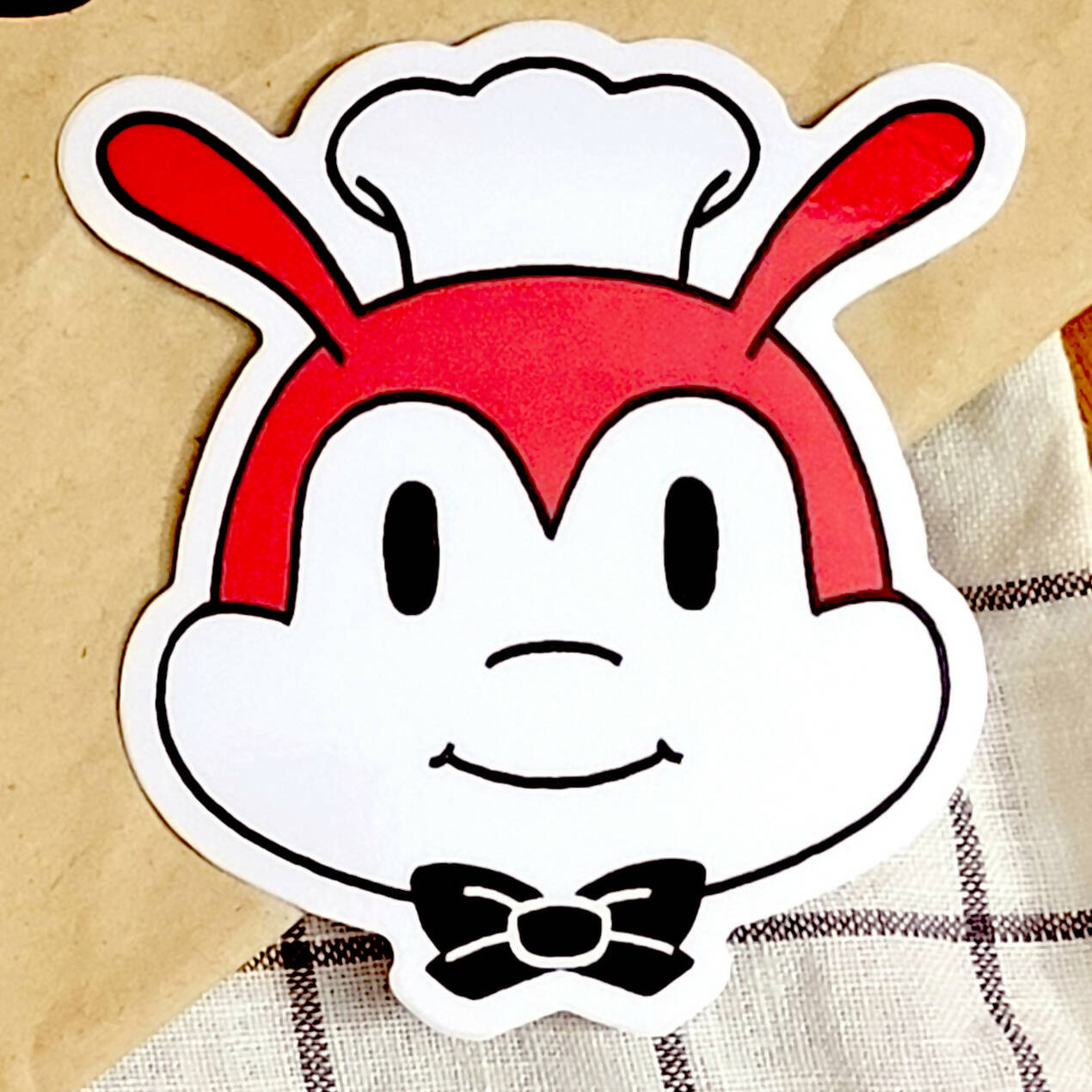 Red Jolly Bee Food Mascot Sticker